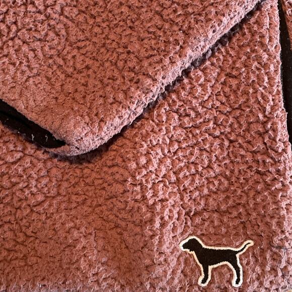 Victoria's Secret PINK Plum & Black Color Block Sherpa Zip Jacket size Large - Picture 6 of 9